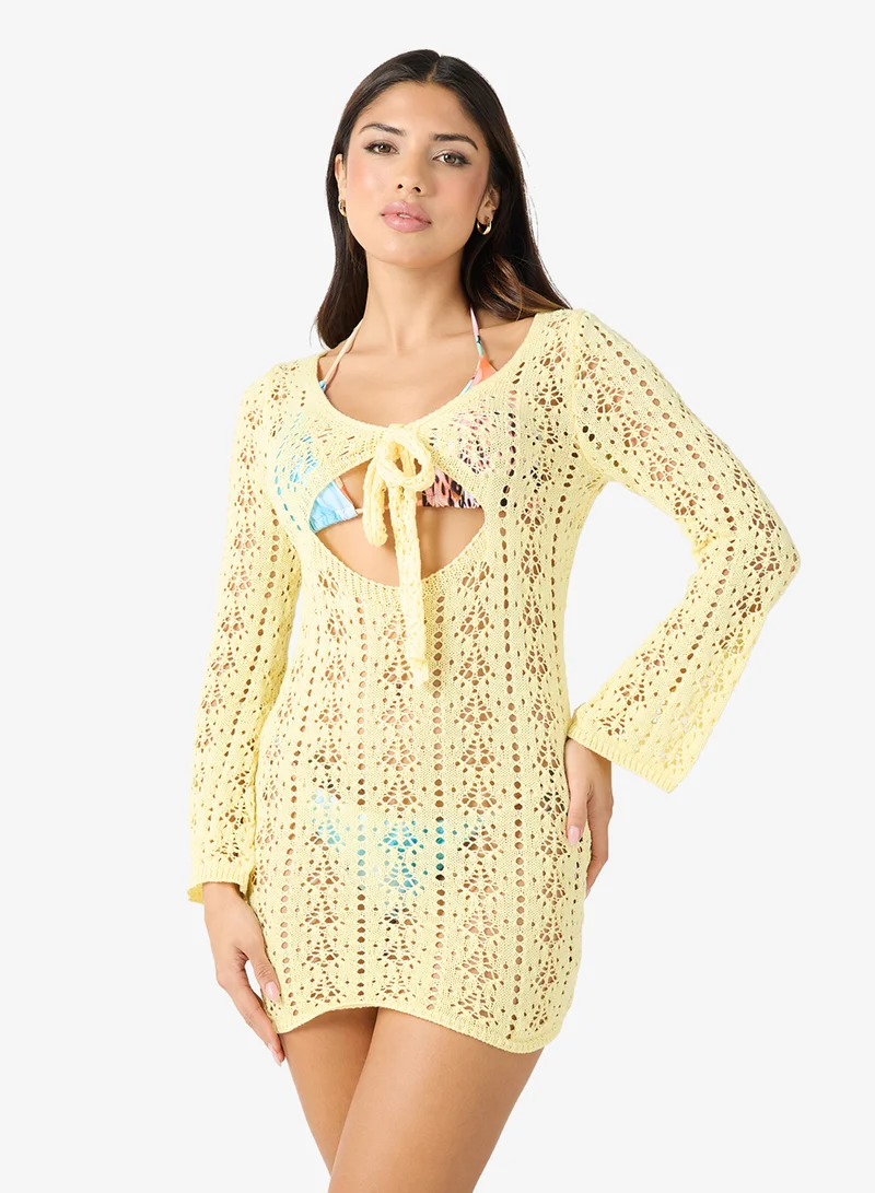 Ginger Crochet Beach Dress With Cutout Detail